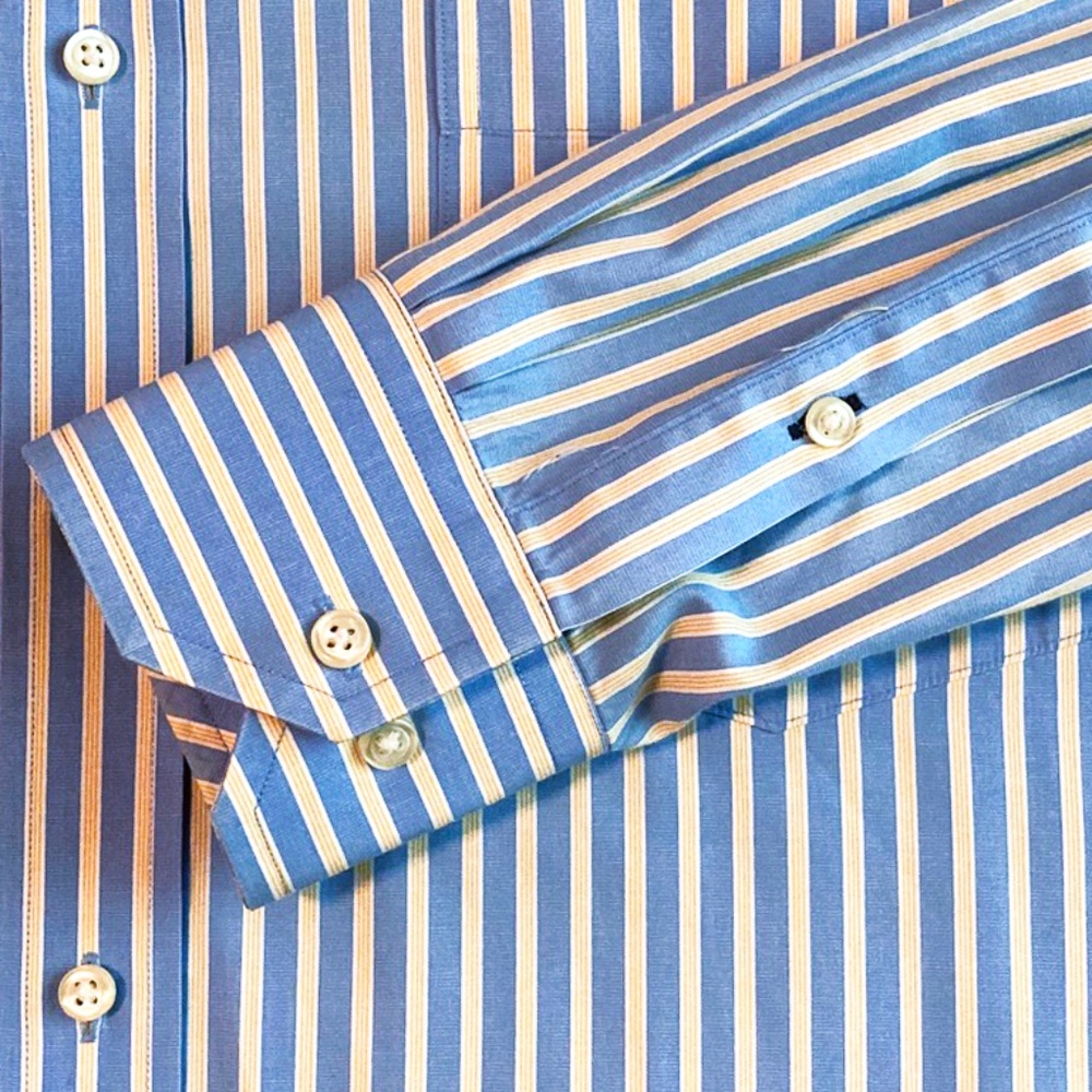 Men's Tommy Hilfiger Button-down Long Sleeve Shirt 16, 32-33 L Yellow Blue